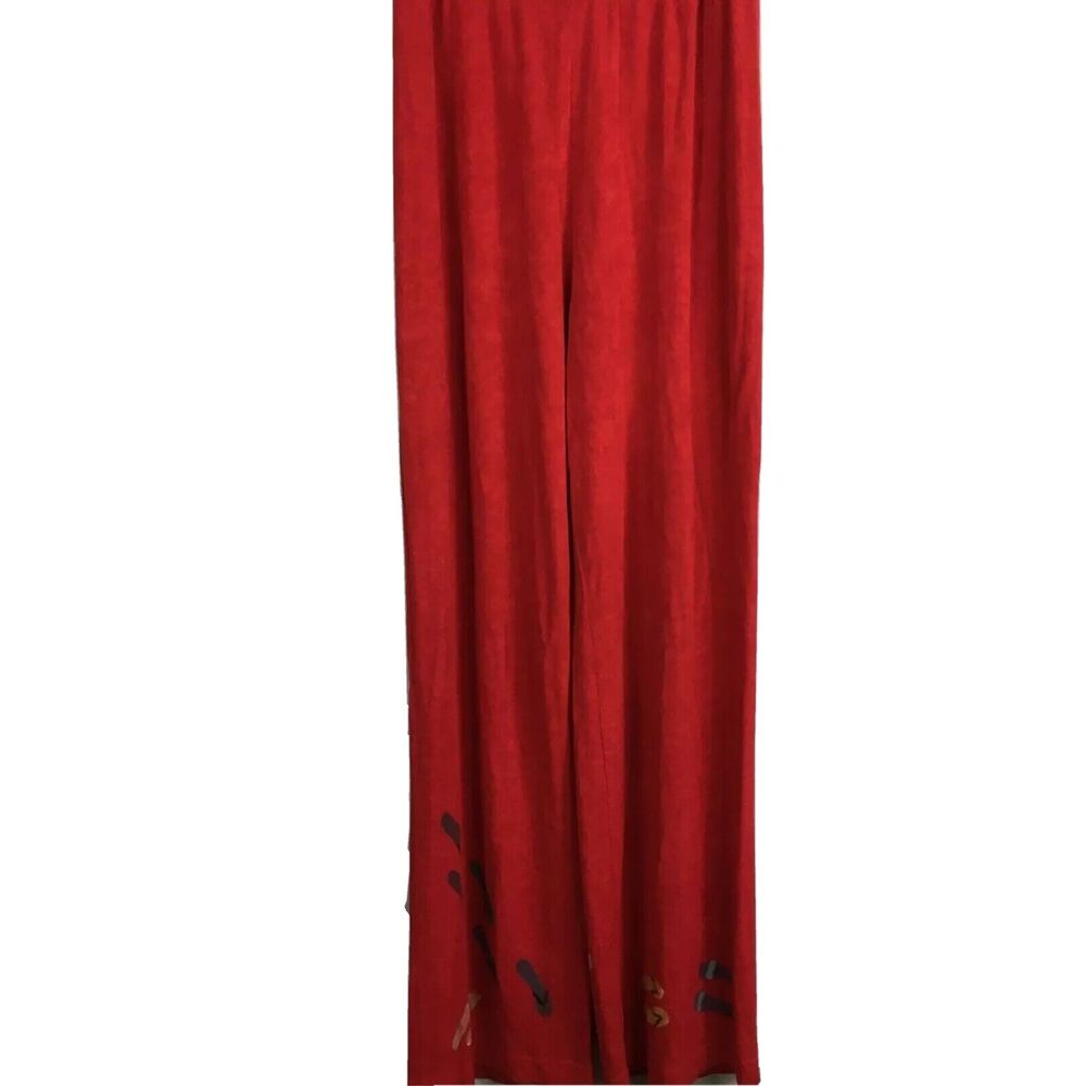Staley Gretzinger Bread Pants Womens Sz S Red Wide Leg Flowy Sandal Art‎ to Wear